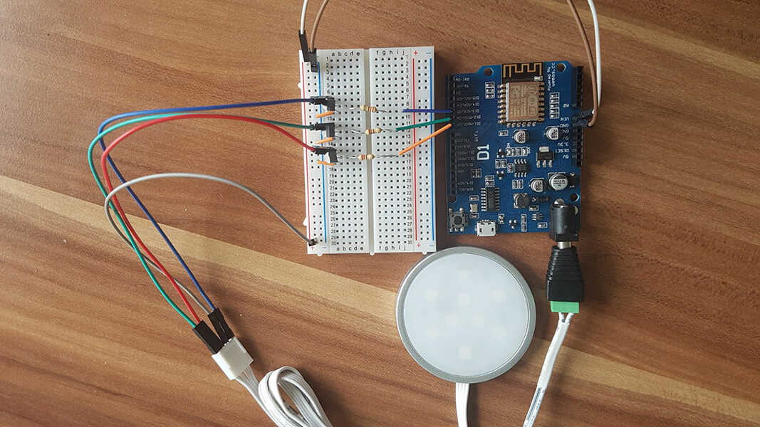 Die fertige Verkabelung auf meinem Breadboard