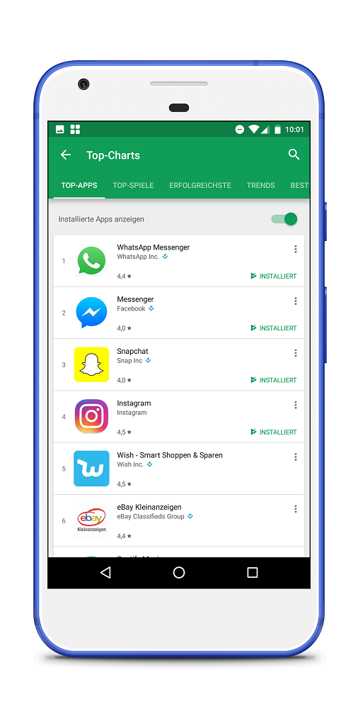 Die Top-Apps im Google Play Store.