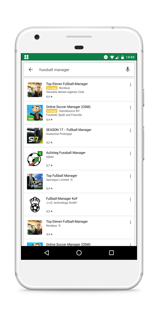 Beispiel für App-Anzeigen im Google Play Store