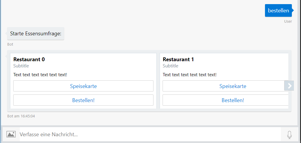 Prototyp Microsoft Teams Bot: Essensbestellung
