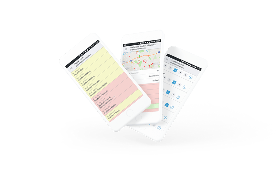 Mock ups von Handys mit der von uns entwickelten App für die INFA GmbH