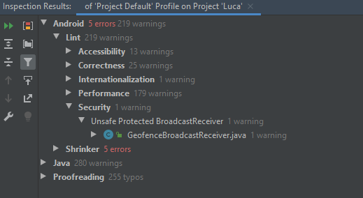 Android-spezifische Warnungen durch Inspect Code