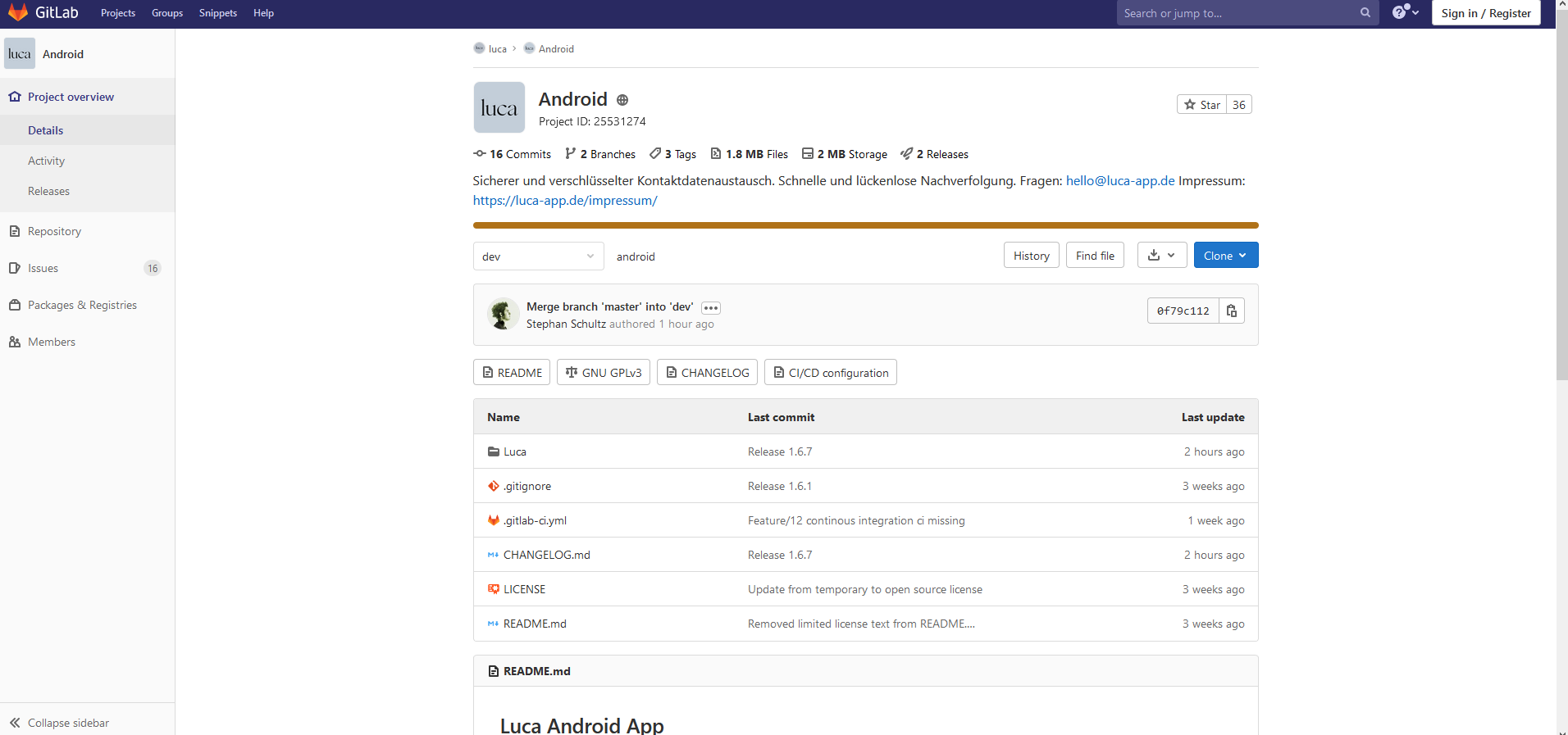 Quellcode der luca App auf GitLab